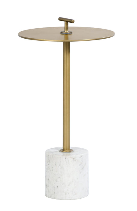 Kinnersley End Table | White Marble and Brass