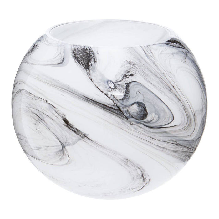 White Grey Marble Effect Glass Vase