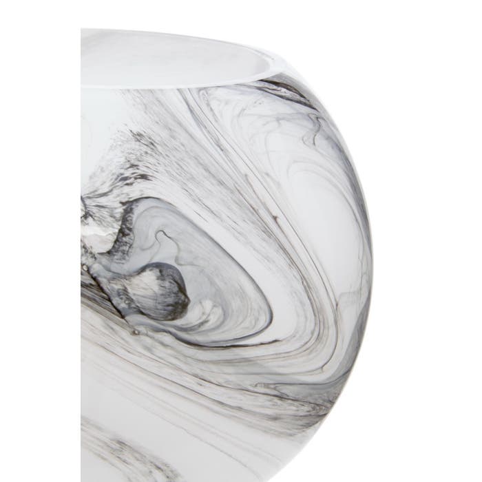 White Grey Marble Effect Glass Vase