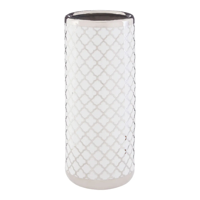 White and Chrome Detail Umbrella Stand