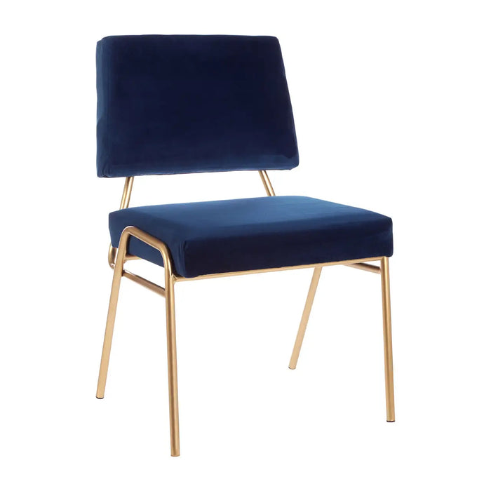 Blue Velvet Chair with Gold Legs