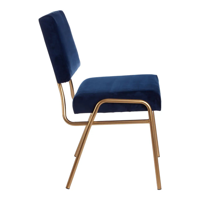 Blue Velvet Chair with Gold Legs