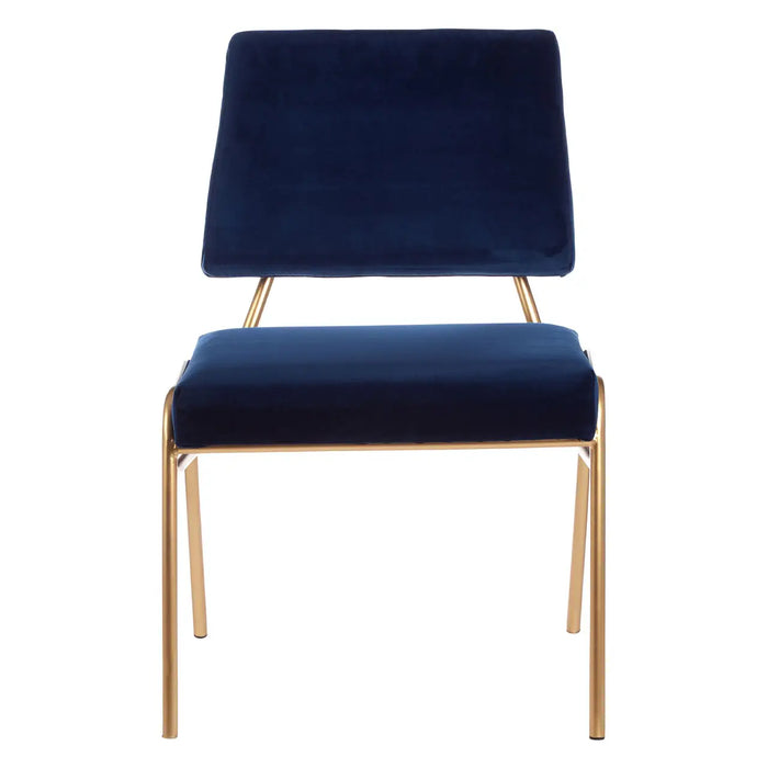 Blue Velvet Chair with Gold Legs