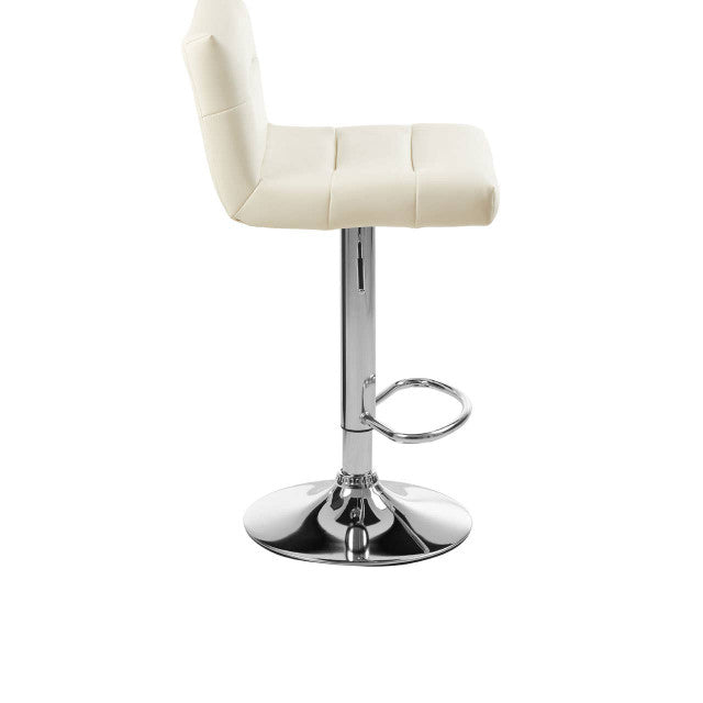 White Seat Bar Stool With Chrome Base