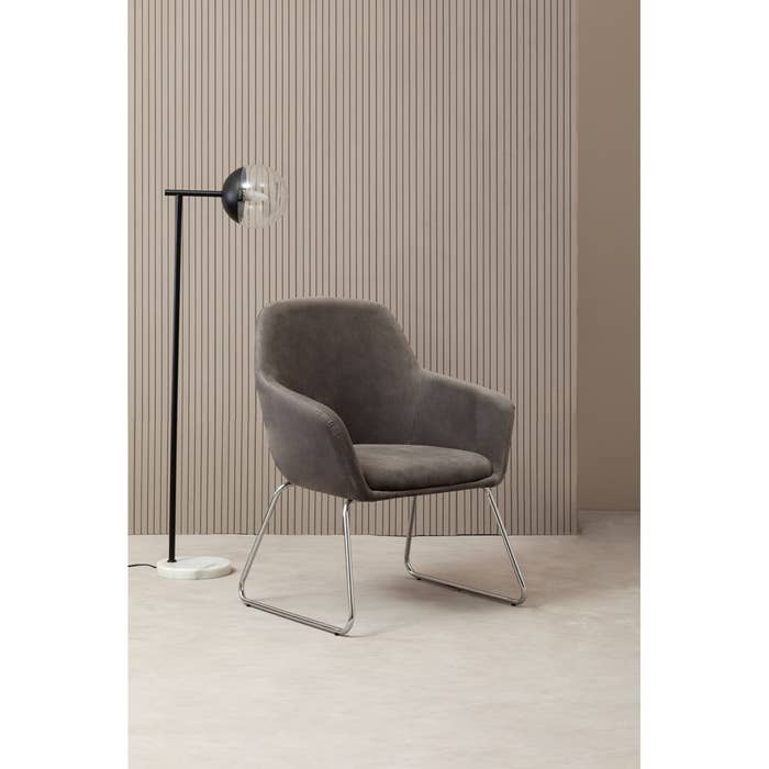 Scandi Grey Occasional Chair with Chrome Legs