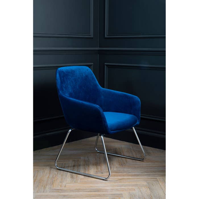 Scandi Blue Occasional Chair with Chrome Legs