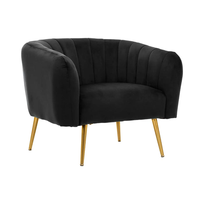 Black Velvet Padded Chair with Gold Legs