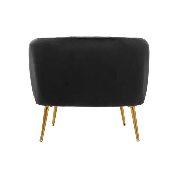 Black Velvet Padded Chair with Gold Legs