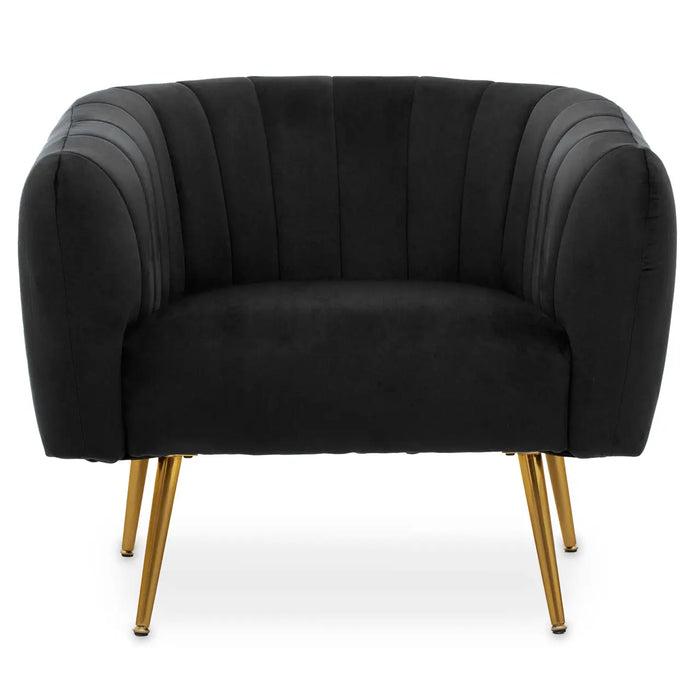 Black Velvet Padded Chair with Gold Legs