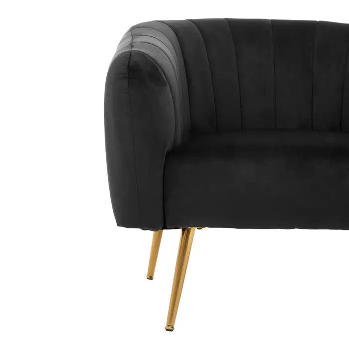 Black Velvet Padded Chair with Gold Legs