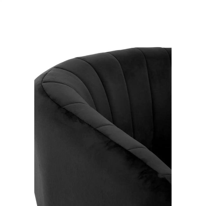 Black Velvet Padded Chair with Gold Legs