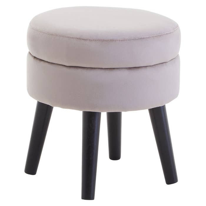 Mink Velvet Stool with Black Legs