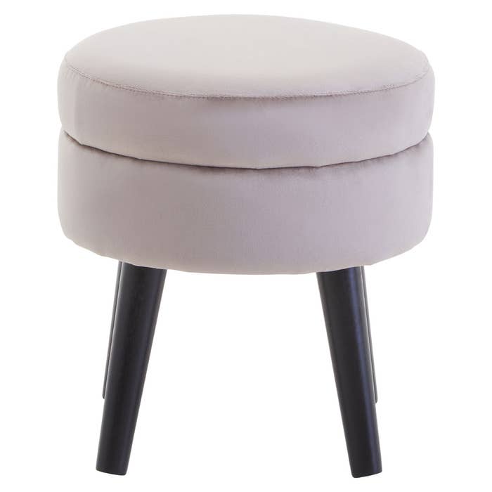 Mink Velvet Stool with Black Legs