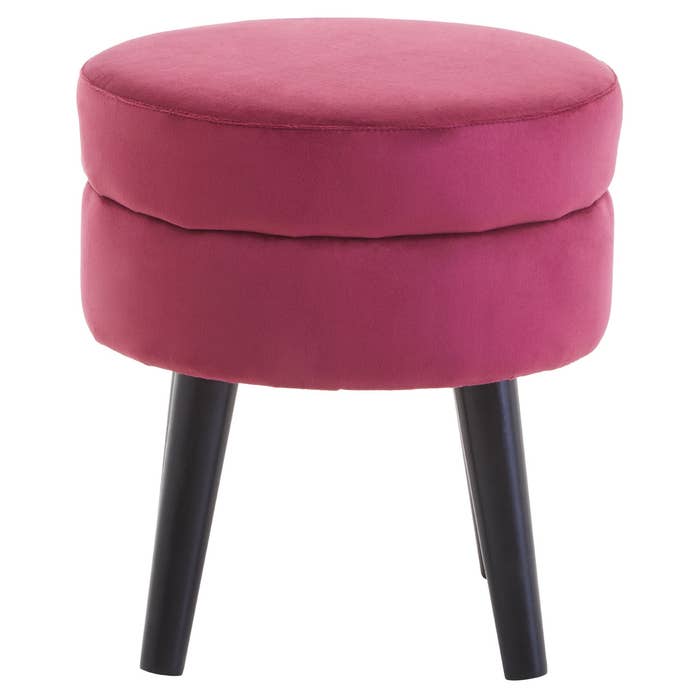 Wine Velvet Stool with Black Legs