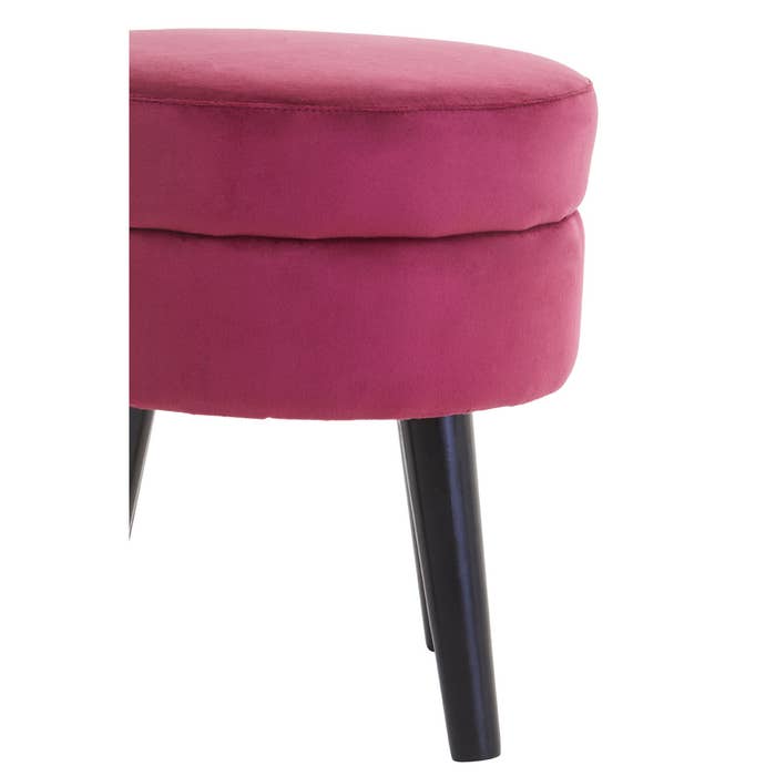 Wine Velvet Stool with Black Legs