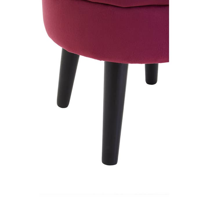 Wine Velvet Stool with Black Legs