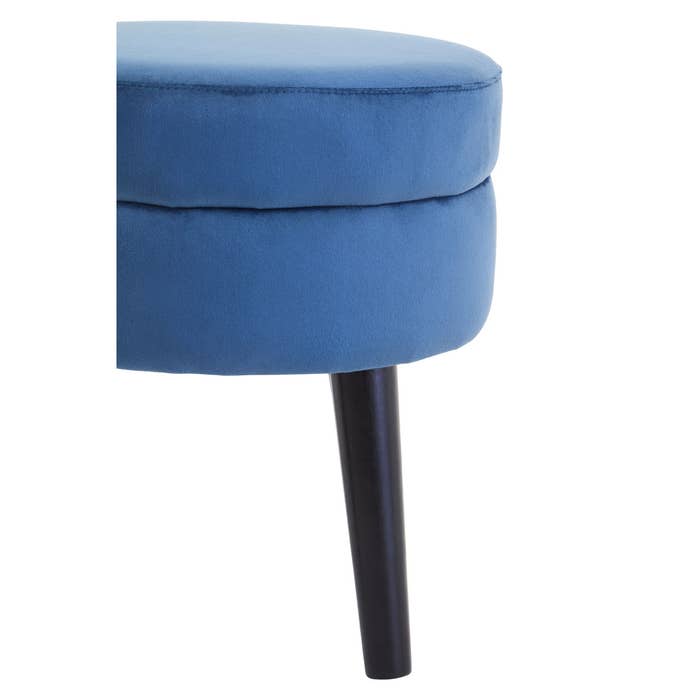 Midnight Blue Velvet Stool with Black Legs