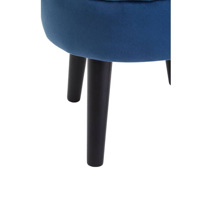 Midnight Blue Velvet Stool with Black Legs