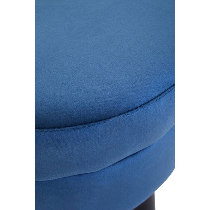 Midnight Blue Velvet Stool with Black Legs