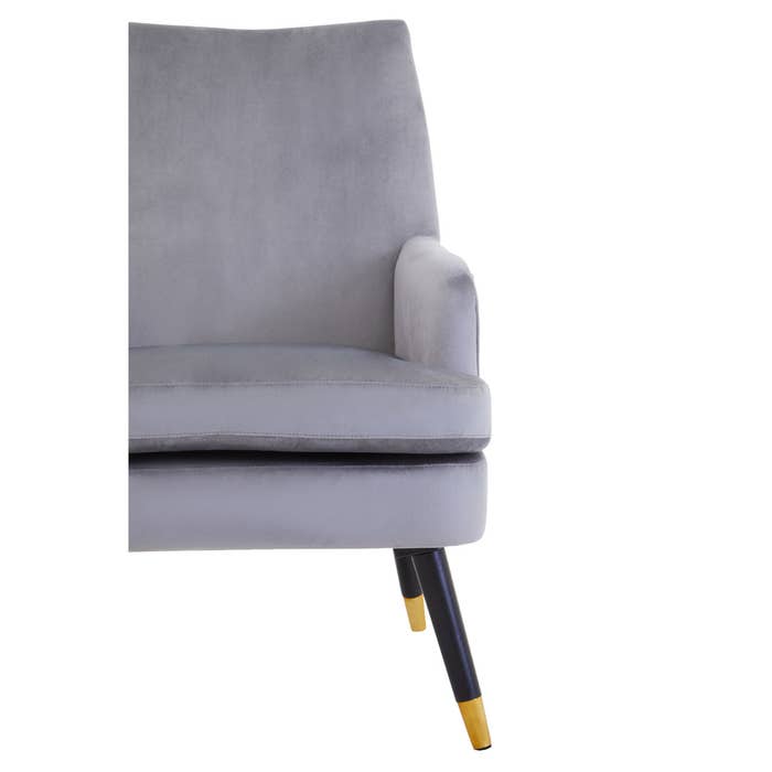 Grey Velvet Armchair with Black / Gold Legs