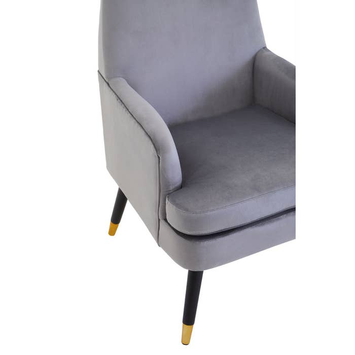 Grey Velvet Armchair with Black / Gold Legs