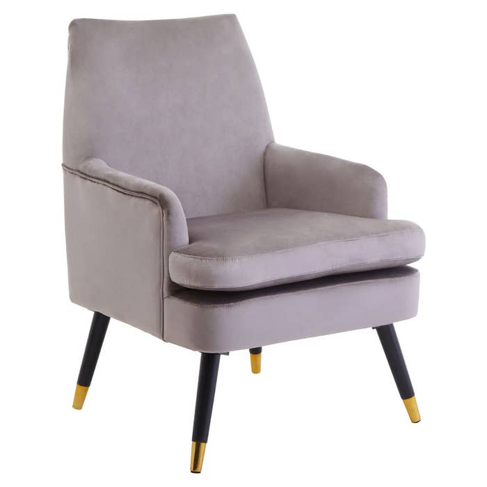 Mink Velvet Armchair with Black / Gold Legs