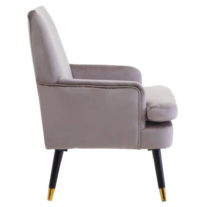 Mink Velvet Armchair with Black / Gold Legs