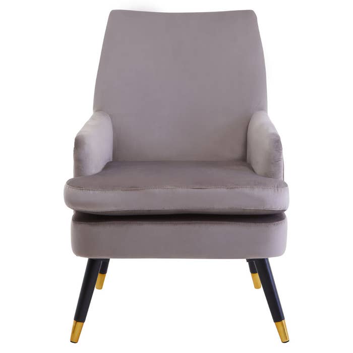 Mink Velvet Armchair with Black / Gold Legs