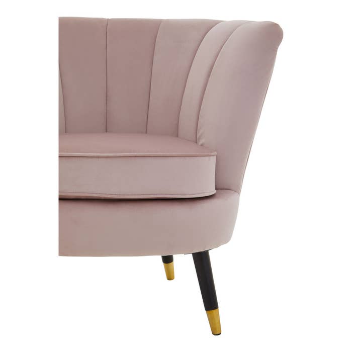 Dusky Pink Velvet Scalloped Chair with Black Wood and Gold Legs