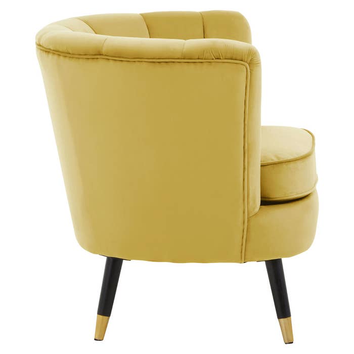 Pistachio Velvet Scalloped Chair with Black Wood and Gold Legs