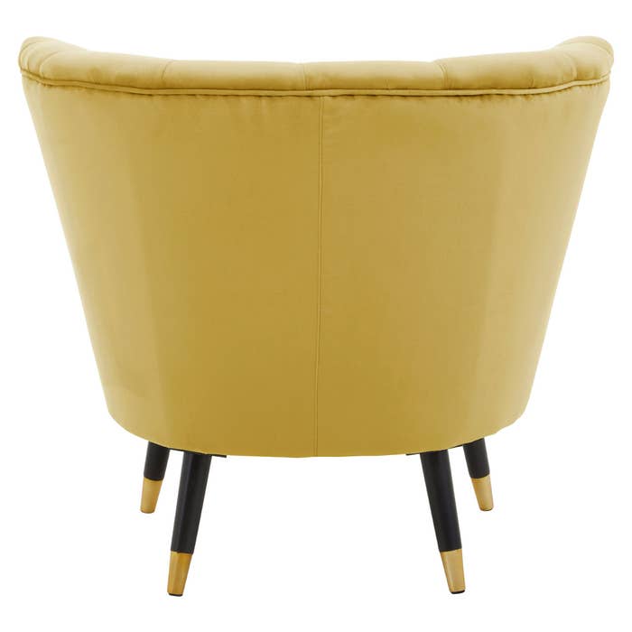 Pistachio Velvet Scalloped Chair with Black Wood and Gold Legs