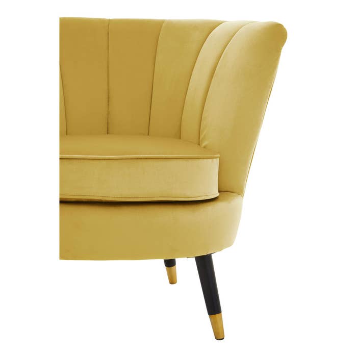 Pistachio Velvet Scalloped Chair with Black Wood and Gold Legs