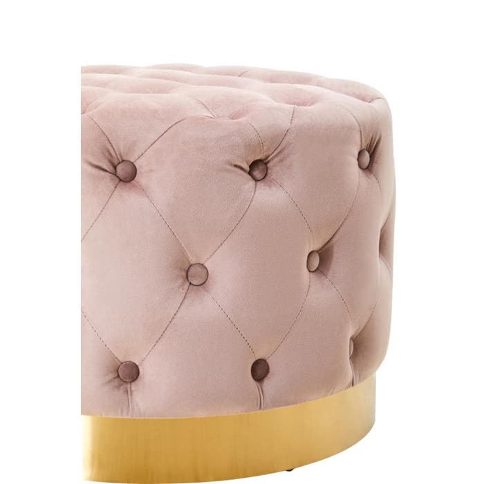 Round Dusky Pink Velvet Stool with Matte Gold Base