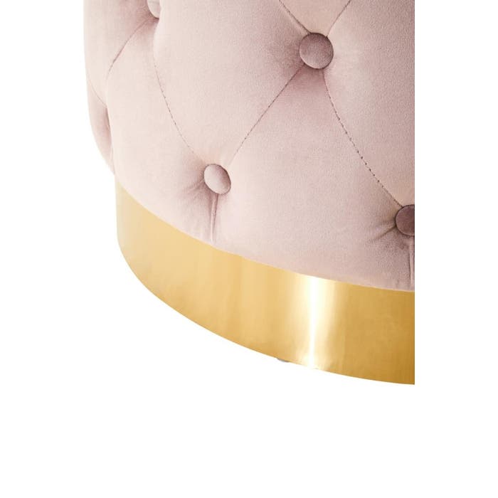 Round Dusky Pink Velvet Stool with Matte Gold Base