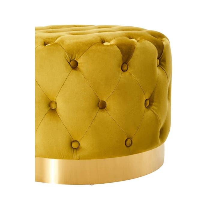 Round Pistachio Velvet Stool with Matte Gold Base