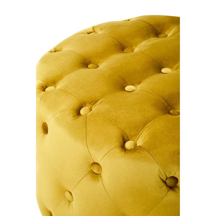 Round Pistachio Velvet Stool with Matte Gold Base