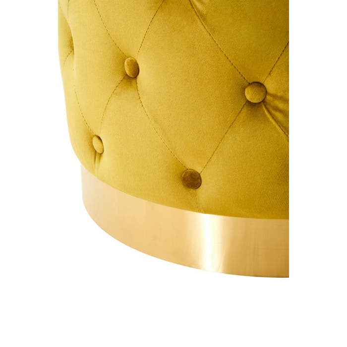 Round Pistachio Velvet Stool with Matte Gold Base