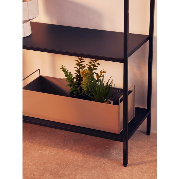 Black Metal Shelf Unit Console Table