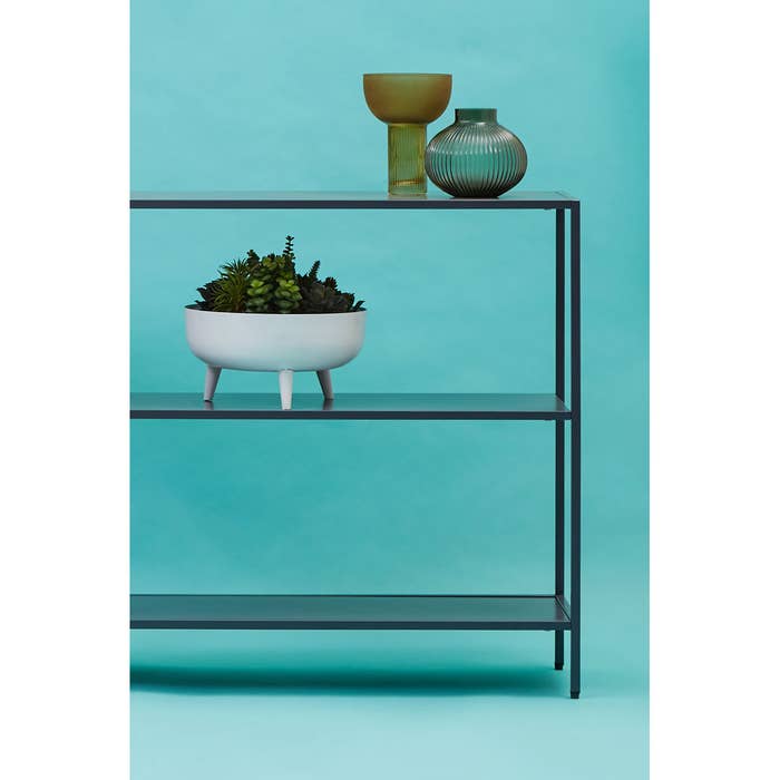 Grey Metal Shelf Unit Console Table