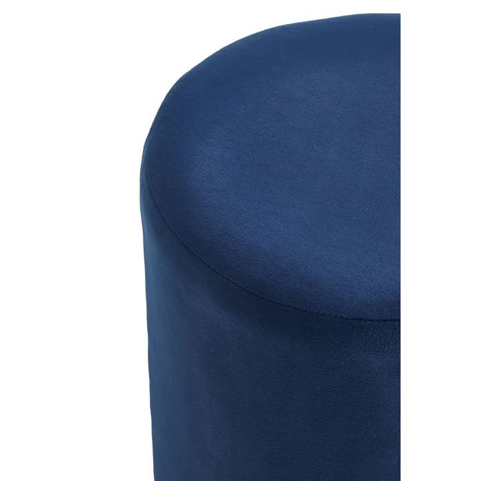 Plush Velvet Round Footstool - Midnight Blue