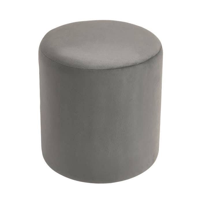 Plush Velvet Round Footstool - Mink