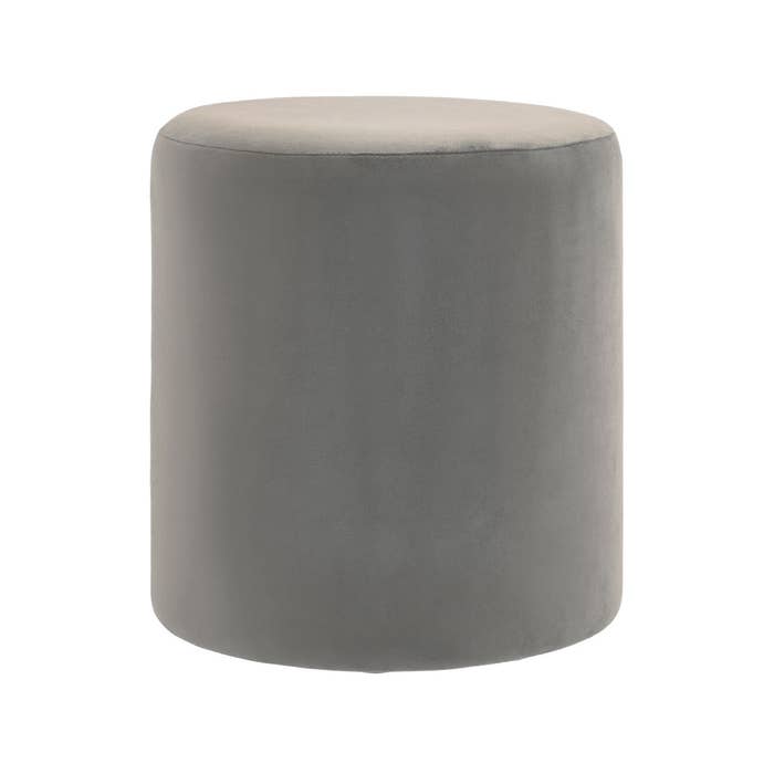 Plush Velvet Round Footstool - Mink