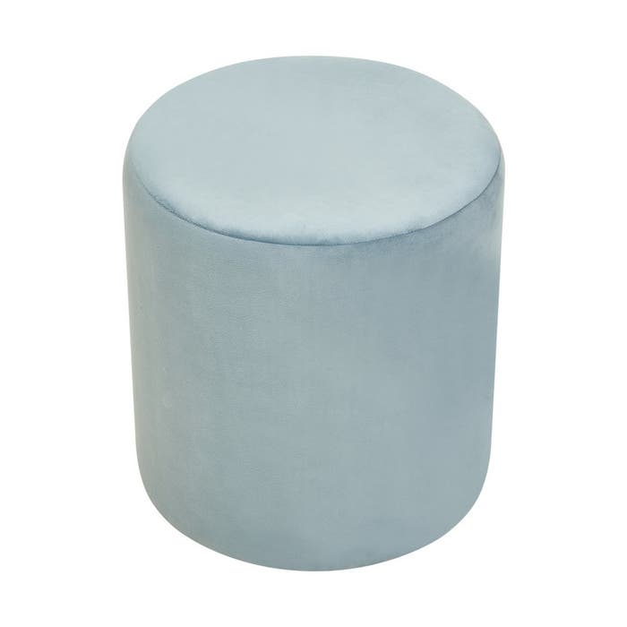 Plush Velvet Round Footstool - Blue