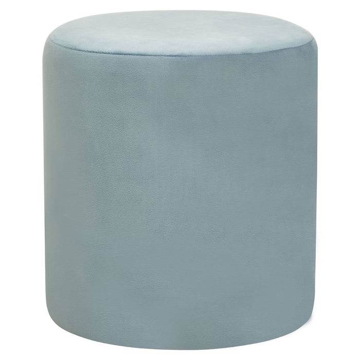 Plush Velvet Round Footstool - Blue