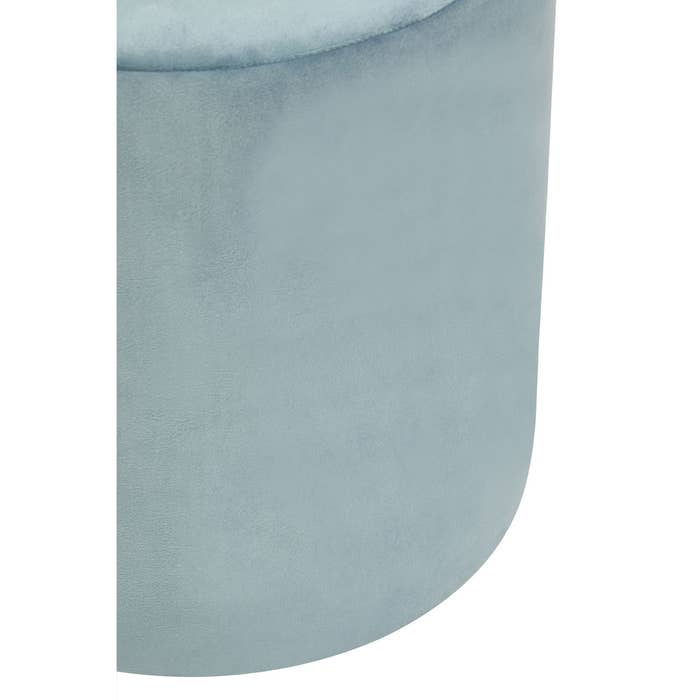 Plush Velvet Round Footstool - Blue