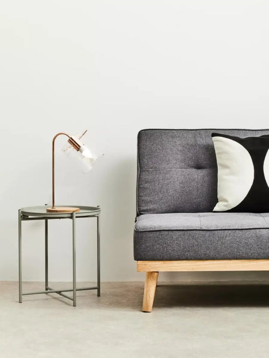 Round Tray Style Side Table with Grey Top and Grey Legs