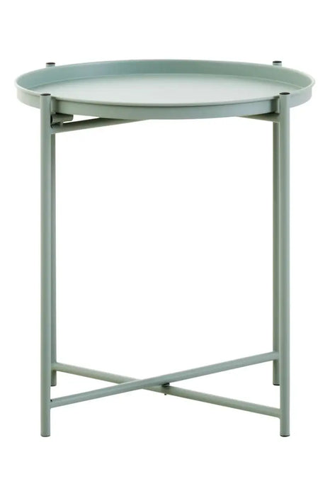 Round Tray Style Side Table with Green Top and Green Legs