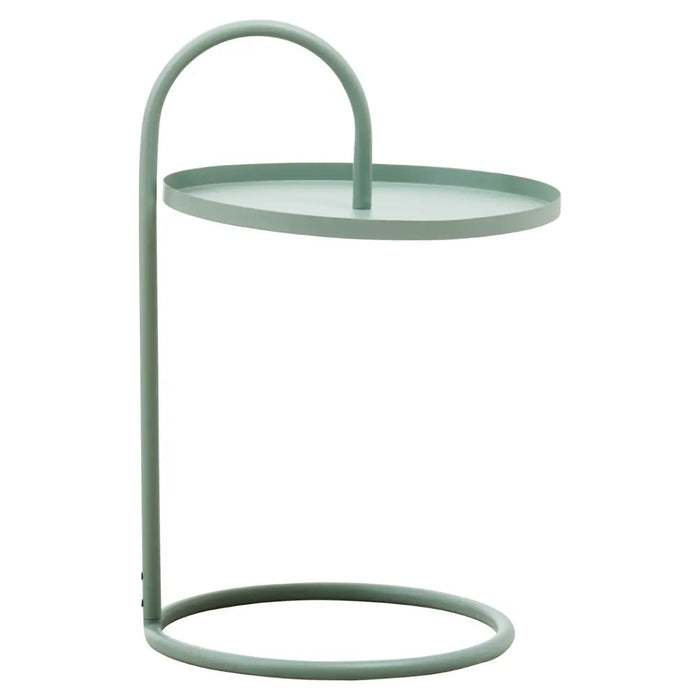 Hanging Floating Tray Style Side Table with Round Green Top and Green Legs