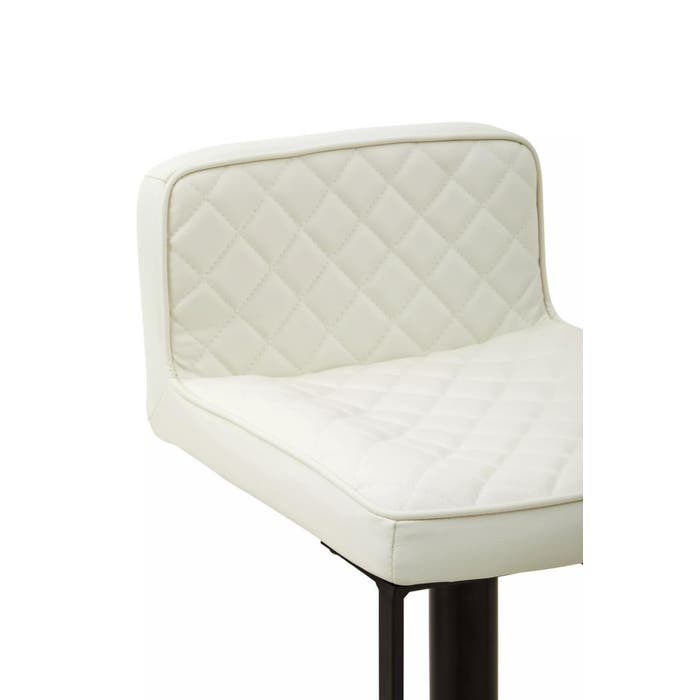 White Leather Effect Bar Stool with Black Stainless Steel Squared Design Base