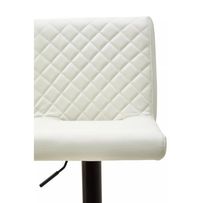 White Leather Effect High Back Bar Stool with Black Stainless Steel Rounded Base